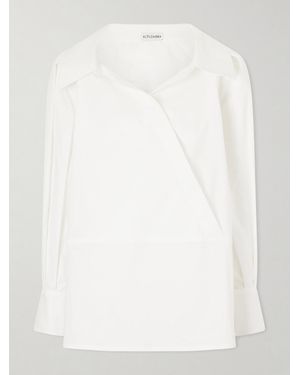 Altuzarra Arthur Wrap-Effect Cotton-Blend Poplin Blouse - White