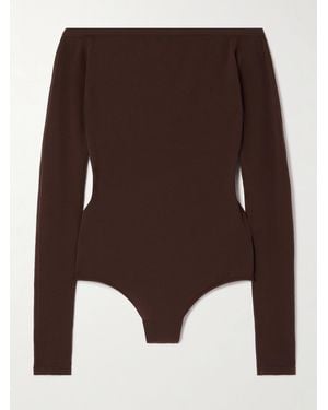Alaïa Schulterfreier Body Aus Stretch-Jersey - Braun
