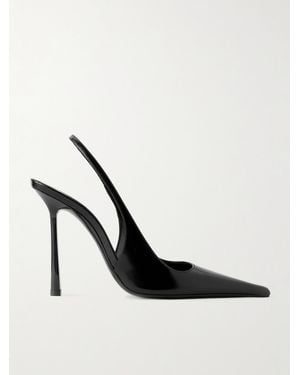 Saint Laurent Vendôme Glossed-Leather Slingback Court Shoes - White