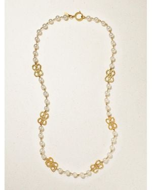 Susan Caplan Chanel 1986-Plated Faux Pearl Necklace - Natural