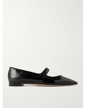 Manolo Blahnik Campari Ballerinas Aus Lackleder Mit Ripsbandbesätzen - Schwarz