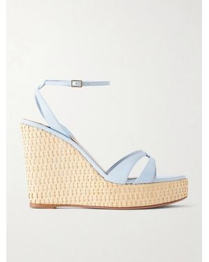Aquazzura You And I 110 Leather Wedge Sandals - Natural