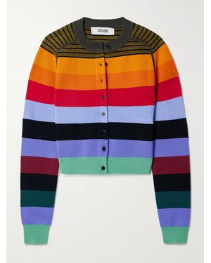 Christopher John Rogers Striped Wool-Blend Cardigan - Blue