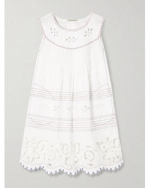 Vita Kin Cleo Pintucked Broderie Anglaise Cotton-Batiste Mini Dress - White