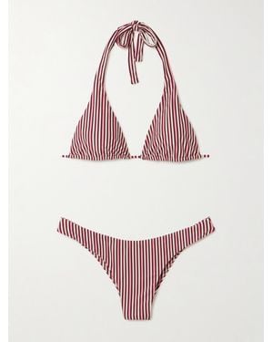 Faithfull the Brand Kassia + Bebe Striped Stretch-Econyl Triangle Bikini - Pink