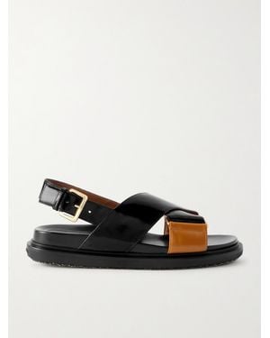 Marni Fussbett Two-Tone Leather Slingback Sandals - Black