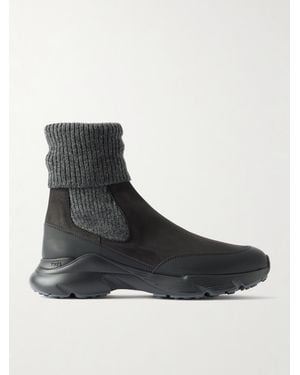 Tod's Sneakers Aus Stretch-Strick, Leder Und Gummi - Schwarz