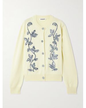 Jil Sander Oversized-Cardigan Aus Wolle Mit Stickereien - Natur