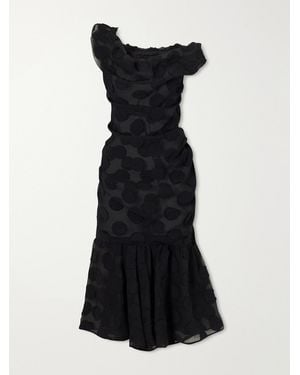 Vivienne Westwood Flocked Chiffon Polka-Dot Midi Dress - Black