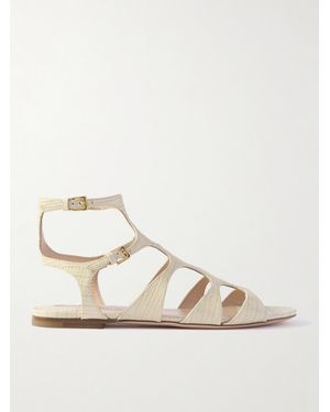 Tom Ford Croc-Effect Leather Sandals - Natural