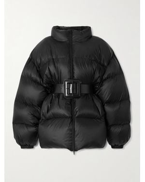 Balenciaga Hourglass Daunenjacke Aus Gestepptem Shell Mit Gürtel - Schwarz