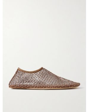 Christopher Esber Minette Crystal-Embellished Mesh Ballet Flats - Brown
