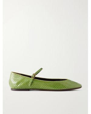 Herbert Levine Rule The Day Snake-Effect Leather Ballet Flats - Green