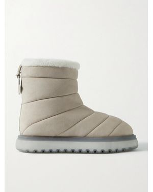 Moncler Hermosa Shearling-Lined Suede Ankle Boots - Natural