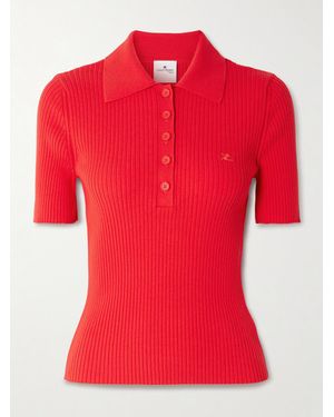 Courreges Polo En Mailles Côtelées - Rouge