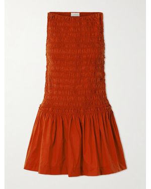 Faithfull the Brand Maria Shirred Cotton Mini Dress - Orange