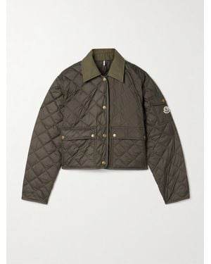 Moncler Chitre Cropped Cotton-Canvas Trimmed Padded Quilted Shell Jacket - Brown