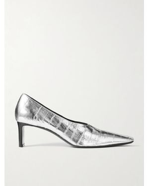 KHAITE Cecilia Pumps Aus Metallic-Leder - Weiß