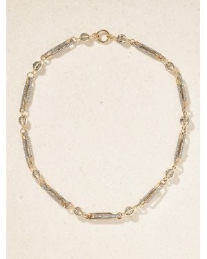 Lucy Delius Double Diamond Stirrup Rhodium-Plated 14-Karat Diamond Necklace - Natural