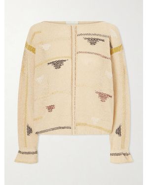 Isabel Marant Elyron Embroidered Linen-Blend Sweater - Natural