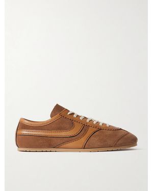 Dries Van Noten Leather-Trimmed Suede Trainers - Brown