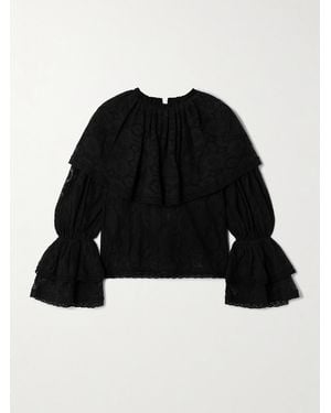 Alix Of Bohemia Eloise Ruffled Cotton-Lace Blouse - Black