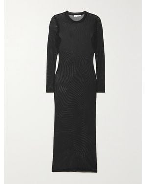 GOOD AMERICAN Stretch Recycled-Mesh Midi Dress - Black