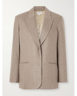 Twp Sweet Pea Pinstriped Wool-Blend Blazer - Natural