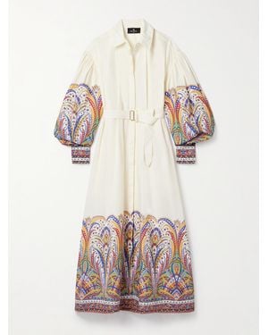 Etro Belted Paisley-Print Cotton-Poplin Midi Shirt Dress - Natural