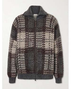 Brunello Cucinelli Sequin-Embellished Checked Woven Jacket - Grey