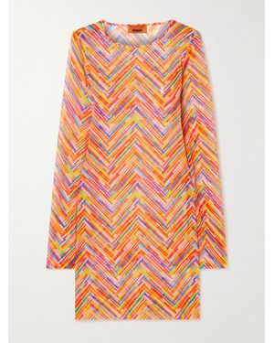 Missoni Mare Printed Stretch-Tulle Mini Dress - Orange