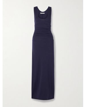 Another Tomorrow Maxikleid Aus Stretch-Jersey Mit Raffungen - Blau