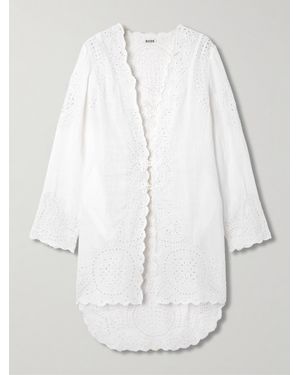 Bode Belvoir Broderie Anglaise Linen Top - White