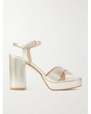 Stuart Weitzman Dayna Metallic Leather Platform Sandals - Natural