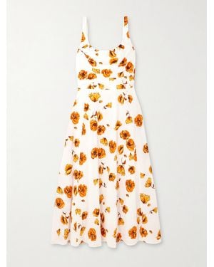 Emilia Wickstead Verena Floral-Print Swiss-Dot Cotton-Blend Midi Dress - White
