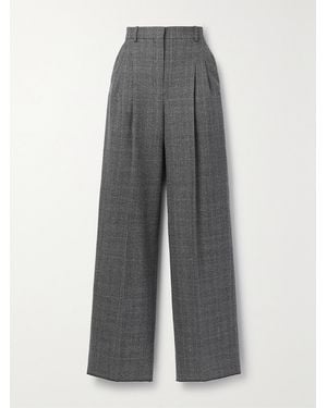 Veronica de Piante Billie Pleated Prince Of Wales Checked Wool Wide-Leg Trousers - Grey