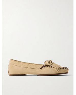 Paris Texas Indiana Fringed Suede Loafers - Natural