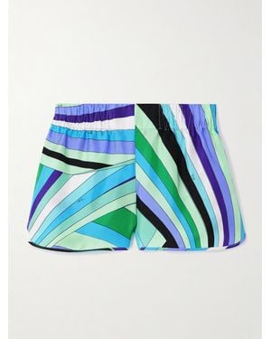 Emilio Pucci Printed Silk-Twill Shorts - Blue