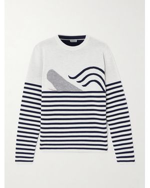 Loewe Embroidered Jacquard-Knit Wool-Blend Jumper - Blue
