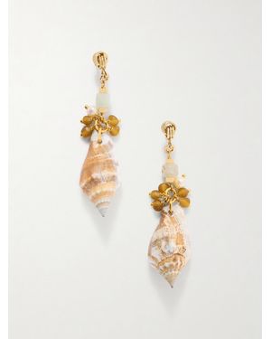 Tohum Design Samsara-Plated And Seashell Beaded Earrings - White