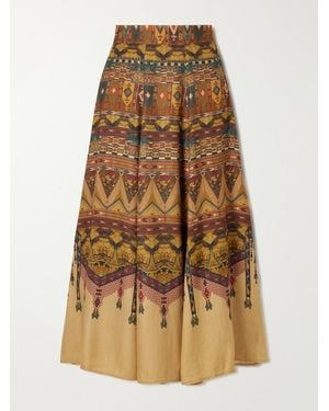 Emporio Sirenuse Kendal Desert Printed Woven Silk-Blend Maxi Skirt - Natural