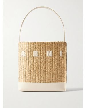 Marni Sac À Main En Raphia Tressé À Finitions En Cuir Museo - Neutre