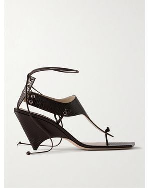 Christen Edge T-Strap 75 Textured Leather Sandals - White