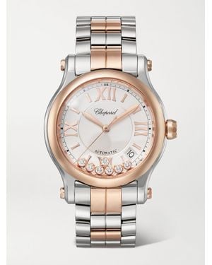 Chopard Happy Sport Automatic 36Mm 18-Karat Rose, Stainless Steel And Diamond Watch - Metallic