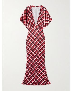 Norma Kamali Obie Checked Stretch-Jersey Gown - Red