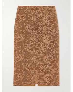 Acne Studios Lace Cotton-Blend Midi Skirt - Brown