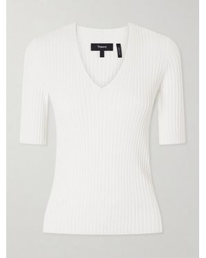 Theory Pointelle-Knit Crepe T-Shirt - White