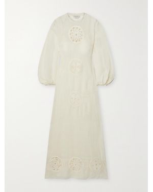 Gabriela Hearst Alex Crochet-Trimmed Linen And Silk-Blend Gauze Maxi Dress - Natural