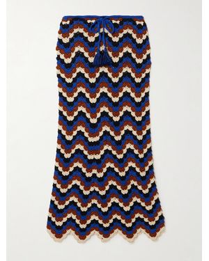 Escvdo Safi Crocheted Organic Cotton Midi Skirt - Blue
