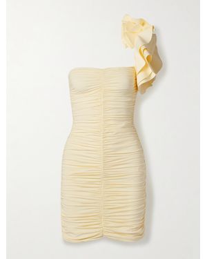 Maygel Coronel Equinoccio One-Shoulder Ruched Stretch-Jersey Mini Dress - Natural